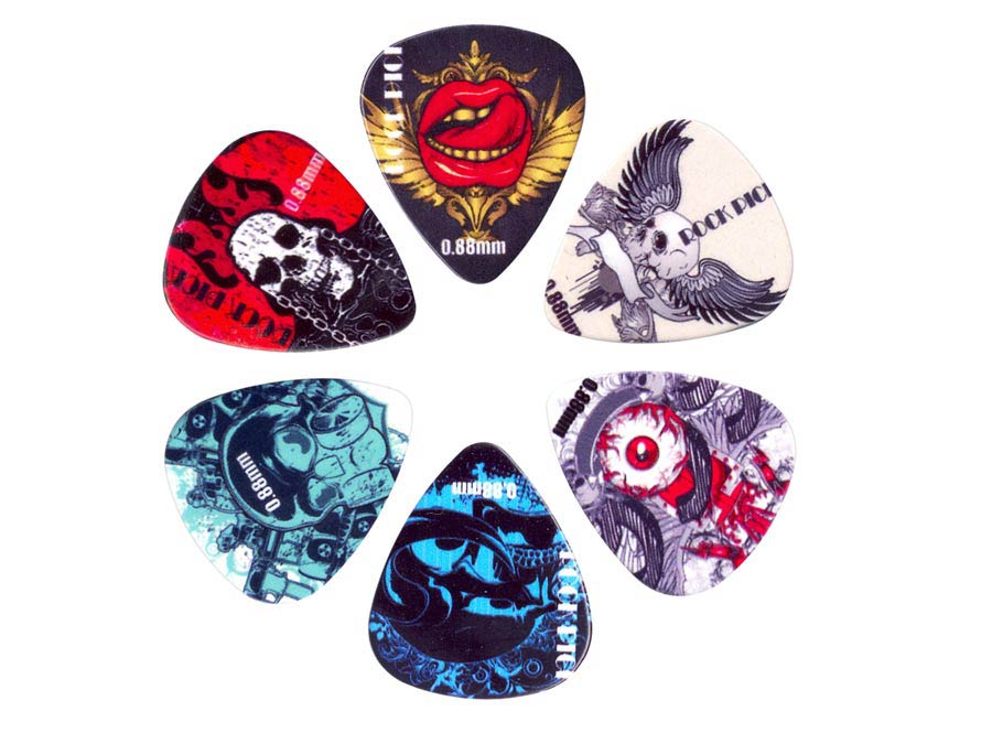 Rock Picks 6-piece pick kit, celluloid, 0.88mm