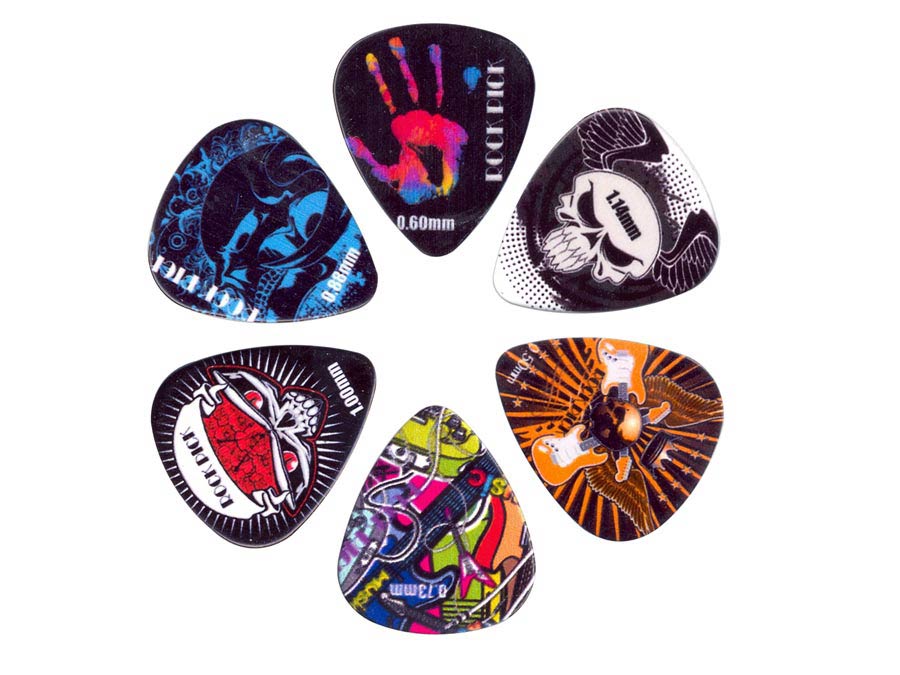 Rock Picks 6-piece pick kit, celluloid, 0.50/0.60/0.73/0.88/1.00/1.14mm