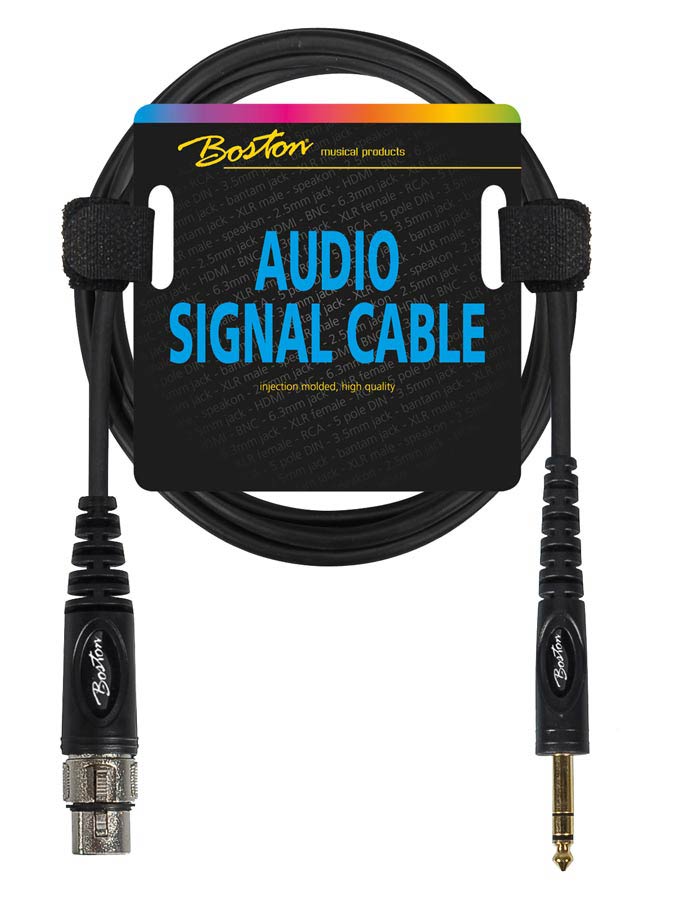 Audio signal cable, XLR female to 6.3mm jack stereo, 0.75 meter