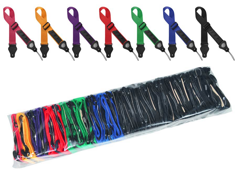 Standard Series Guitar strap 24-pack (model with 3 pick holders), various colours