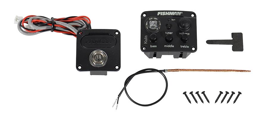 Replacement part Fishman Sonicore Ukulele preamp with pickup, battery box and jack output