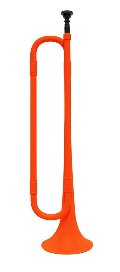 bugle trumpet, plastic, length 50cm, orange body, black