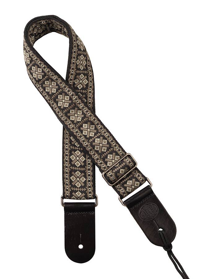 Traditional Series Guitar strap, jacquard weave, grey and gold