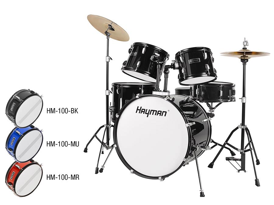 Start Series 5-piece drum kit, black single braced stands, drum throne, cymbals & sticks, metallic blue