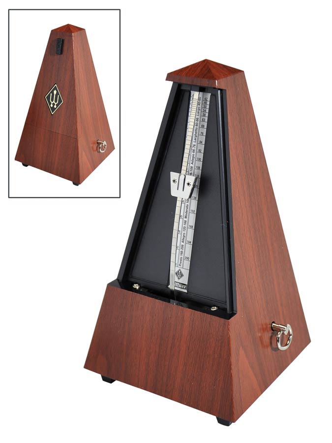 Maelzel Metronome, pyramid shaped, plastic casing, without bell, satin mahogany