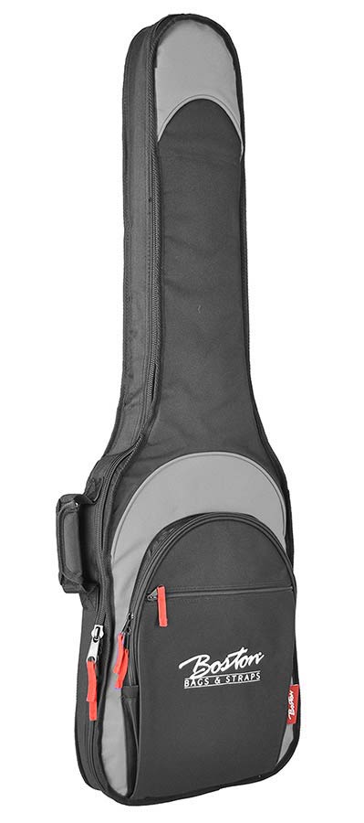 Super Packer Gig bag for electric bass guitar, 15 mm. padding, multiple pockets, black and grey