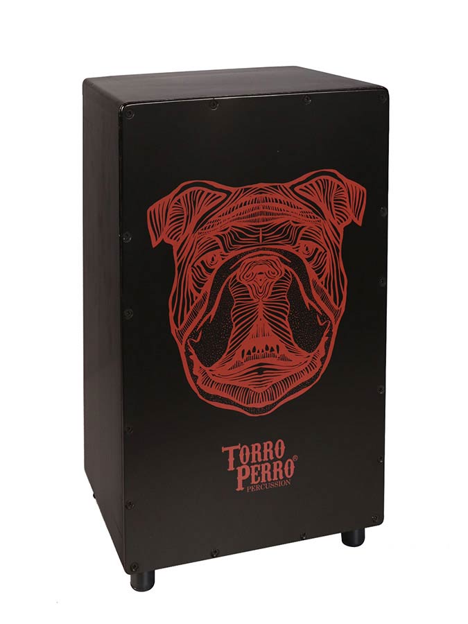 Torro Perro Art Series EU handmade cajon BULLDOG black-black-red