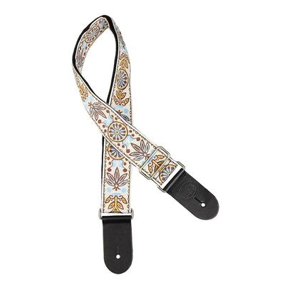 2Â” jacquard weave, leather slips, multi colors