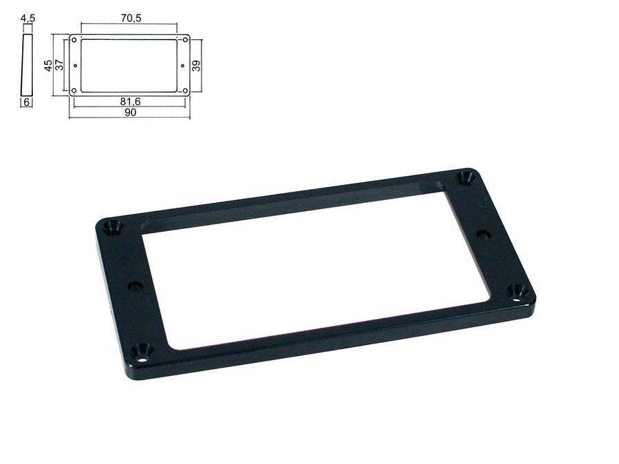 Pickup ring, humbucker, flat, black, plastic, height: 4,5- 6,0mm, low