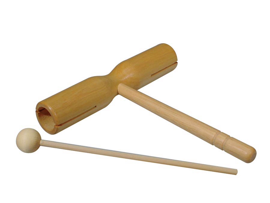 2-tone tubular woodblock, wood, T-model, with beater, small