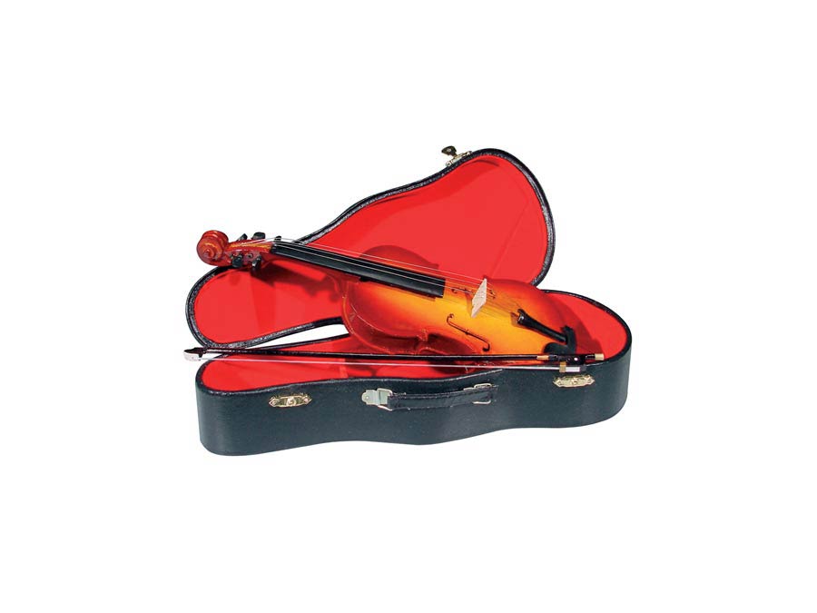miniature violin, with bow with case, 12 cm