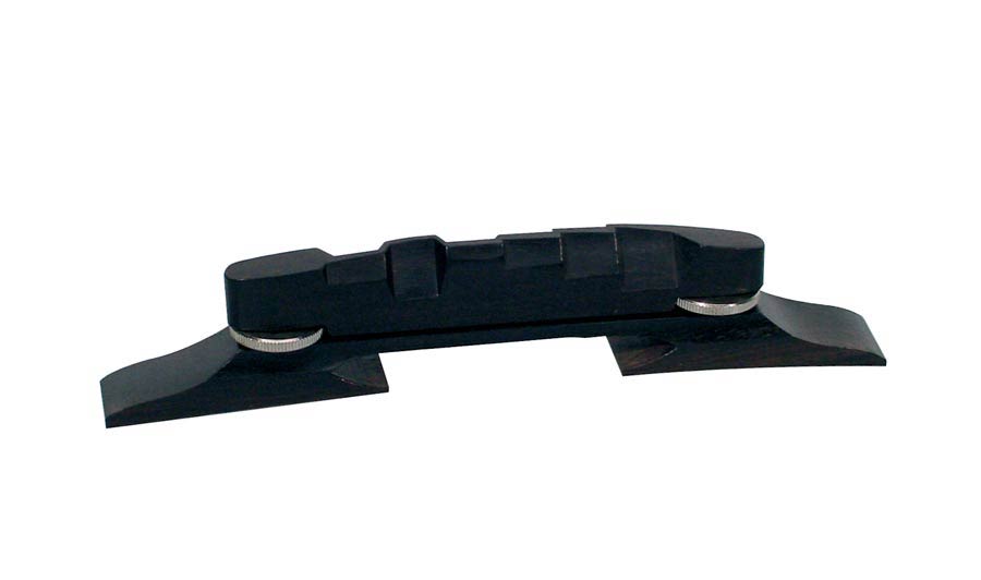 Bridge for guitar, ebony, height adjustable, compensated saddles, thin bottom