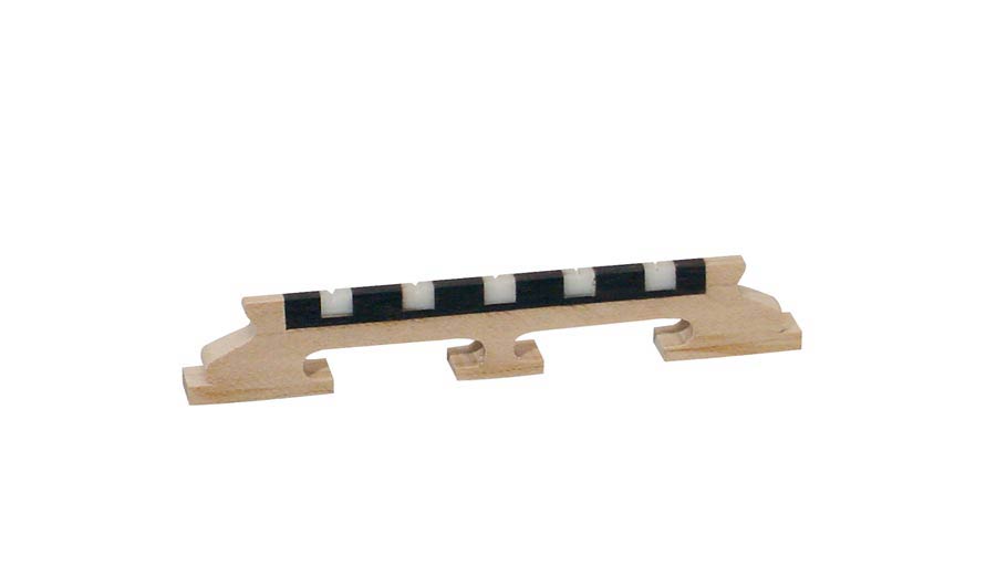 Bridge for banjo, maple, ebony+galalith saddle, for 5 string banjo, height: 1, 2