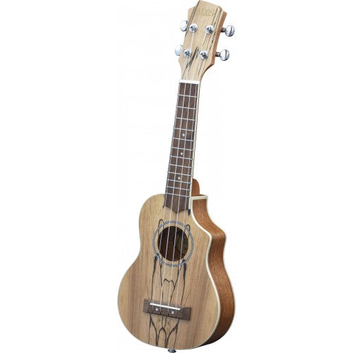 Adam Black Soprano Ukulele Spalted Maple Cut Away Electric