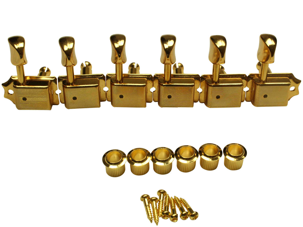 Hosco 6 in line gold Kluson style machine head tuner set