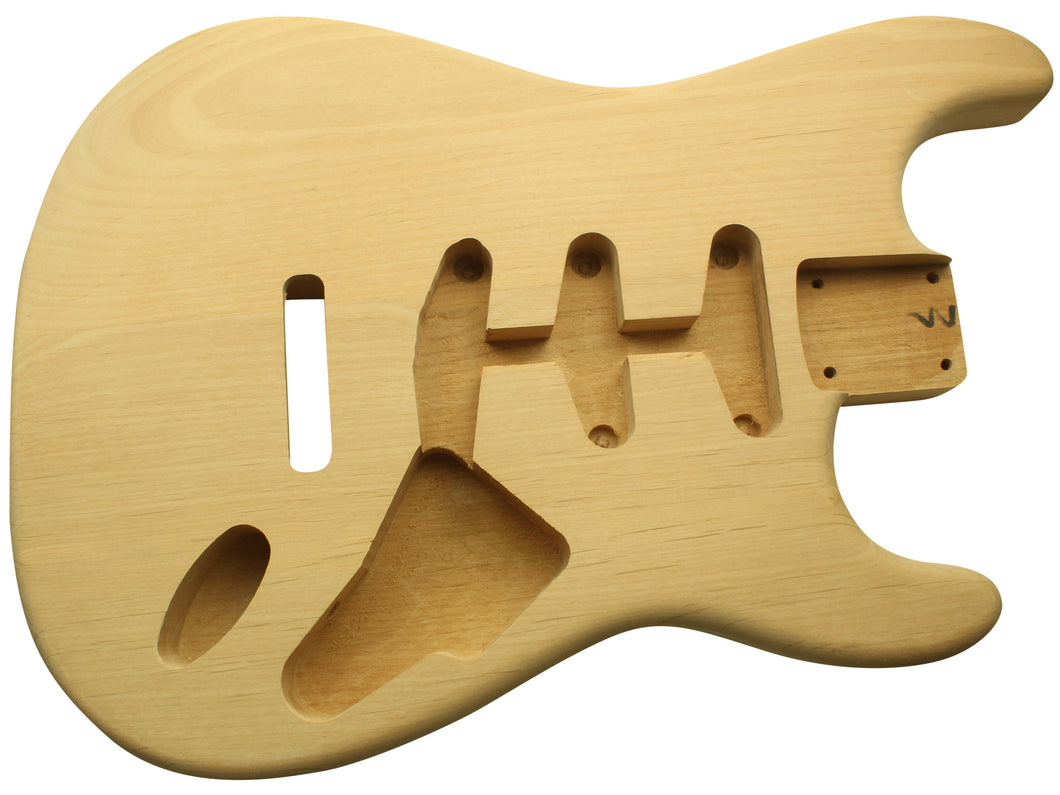 Unpainted raw alder Stratocaster body