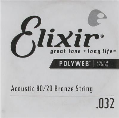 Elixir E13132  80/20 Poly .032 Single String