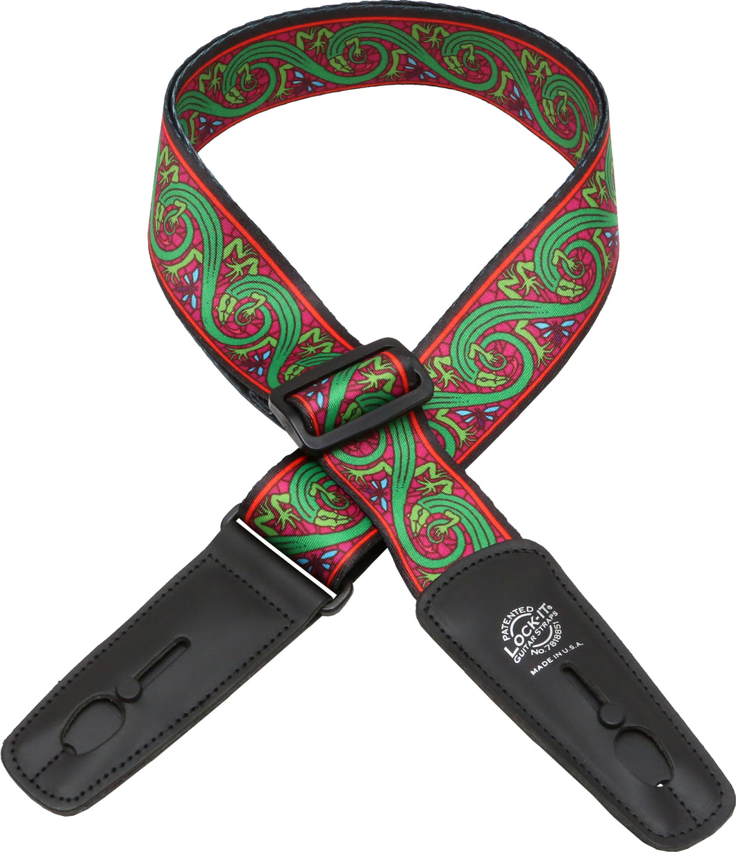 Lock-It 2 Inch Bob Masse Series Strap - Green Lizards