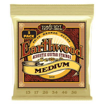 Ernie Ball Earthwood 80/20 Bronze Medium 13-56 (3 Set Pack)