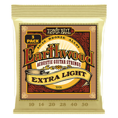 Ernie Ball Earthwood 80/20 Bronze Extra Light 10-50 (3 Set Pack)