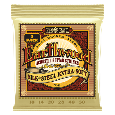 Ernie Ball Earthwood  80/20 Bronze Silk and Steel Ex Soft 10-50 (3 Set Pack)