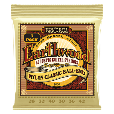 Ernie Ball Earthwood Folk Nylon Clear Gold B/E 28-42 (3 Set Pack)