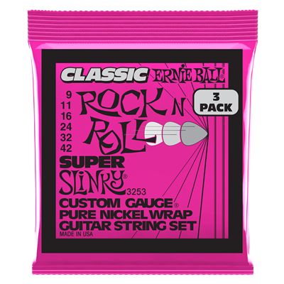 Ernie Ball Super Slinky Classic Rock and Roll 9-42 (3 Set Pack)