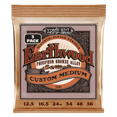 Ernie Ball Earthwood  Phosphor Bronze Custom/Medium 12.5-56 (3 Set Pack)