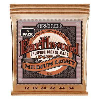 Ernie Ball Earthwood  Phosphor Bronze Medium/Light 12-54 (3 Set Pack)