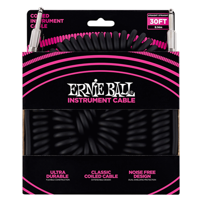 Ernie Ball Coil Cable Straight Straight Black 30Ft