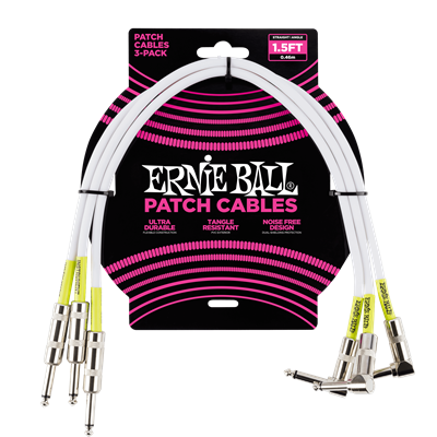 Ernie Ball 1.5Ft Straight-Angle 3Pack Patch Cable White