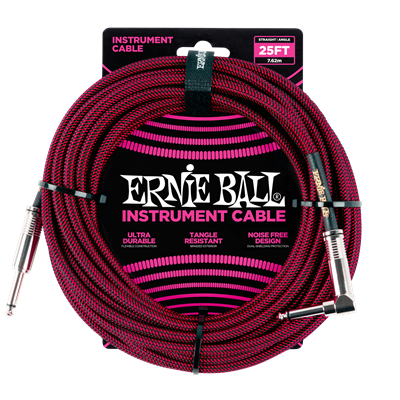 Ernie Ball 25Ft Straight-Angle Braided Red