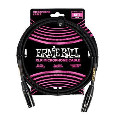 Ernie Ball 5Ft Braided Xlr Microphone Cable Black