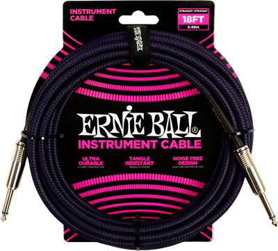 Ernie Ball 18Ft Braided Straight-Straight Purple Black