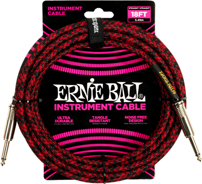 Ernie Ball 18Ft Braided Straight-Straight Red Black