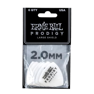 Ernie Ball Prodigy Picks 6-Pack 2.0Mm White Lge Shield